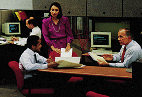 1980s office scene