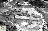 An aerial photograph of an excavation