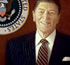 Photo of President Reagan with presidential seal 