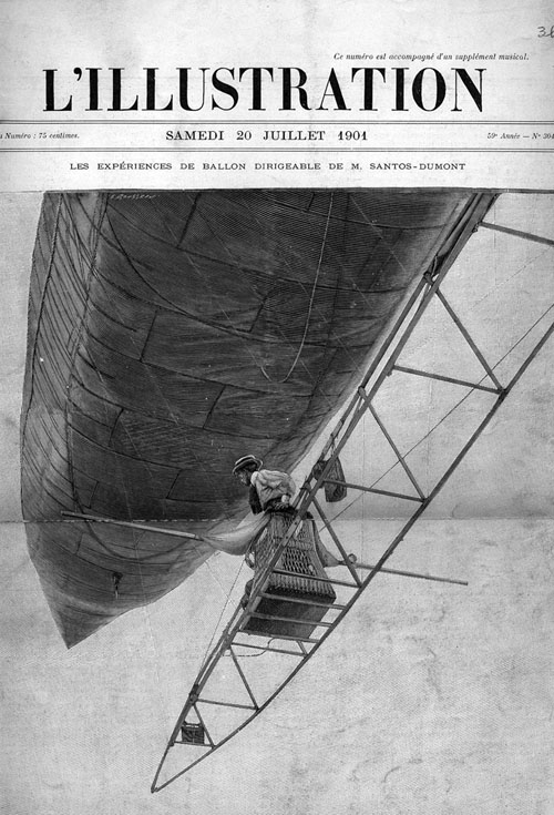 In October of 1900, Santos-Dumont's dirigible made the first flight around the Eiffel Tower