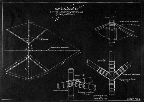 Blueprint of Santos-Dumont's Demoiselle